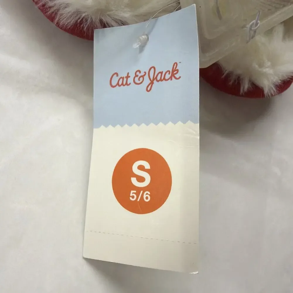 Cat & Jack Lila Silver Metallic Red Toddler Slippers NWT Toddler Girls Size 5/6